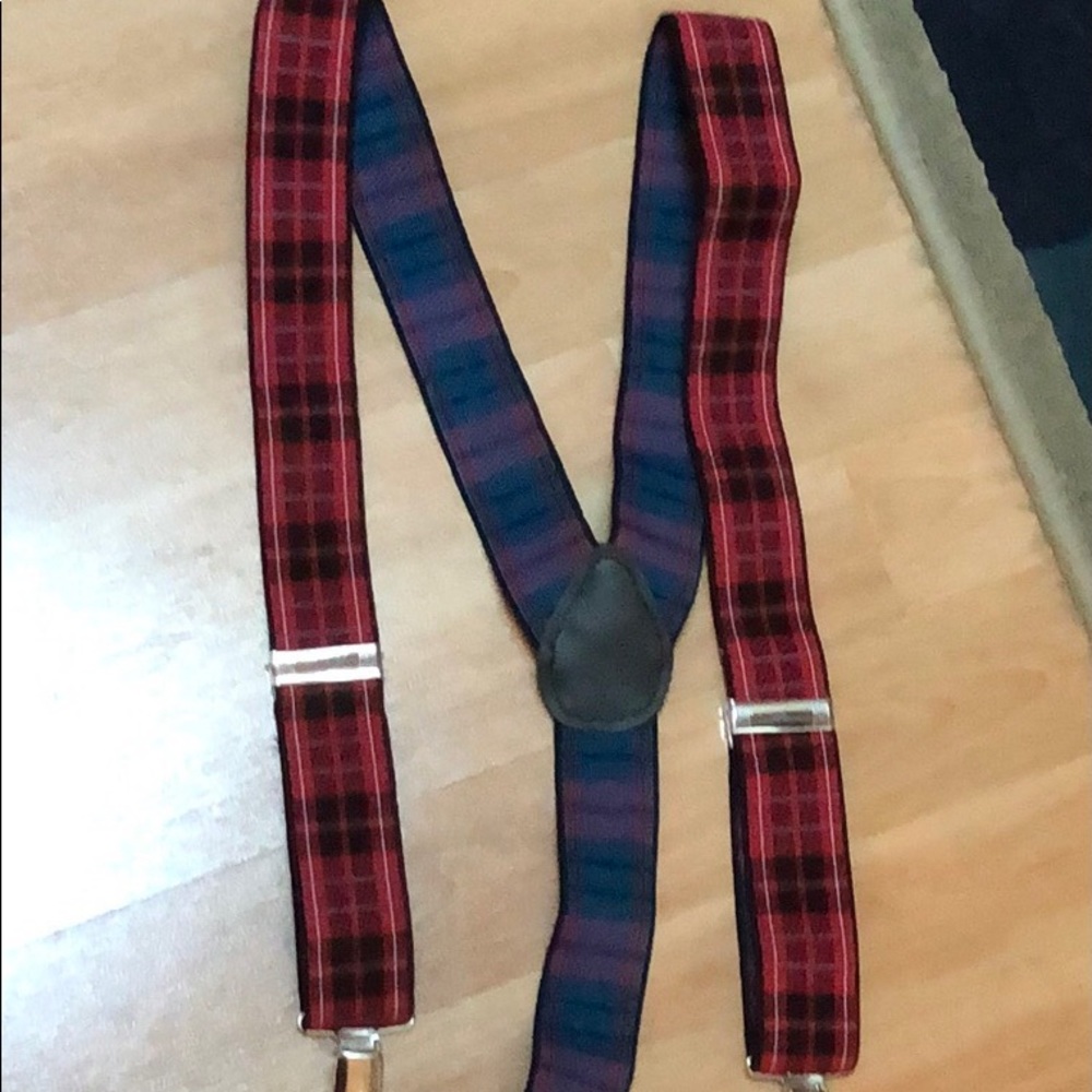 Red and black checkered suspenders
